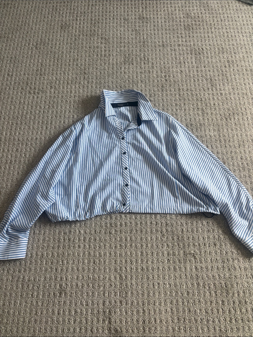 Men's Light Blue Striped Casual Button-Down Shirt
